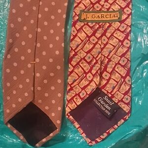 J. Garcia Tan and White Polka Dot Tie